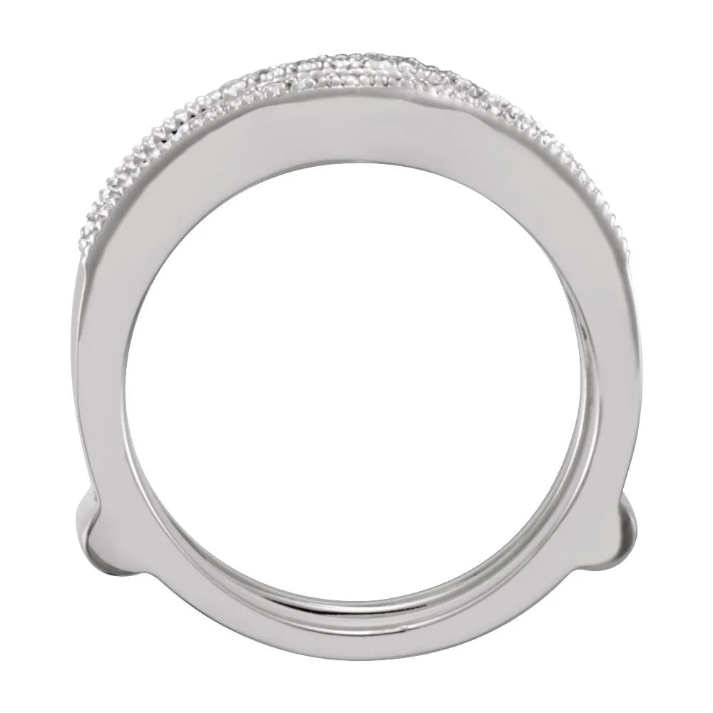 14k White Gold 1/3 CTW Diamond Ring Guard, Size 7