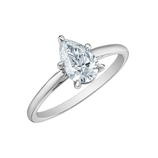 14K White Gold (1.50ct) Pear Shaped Lab Grown Diamond Engagement Ring