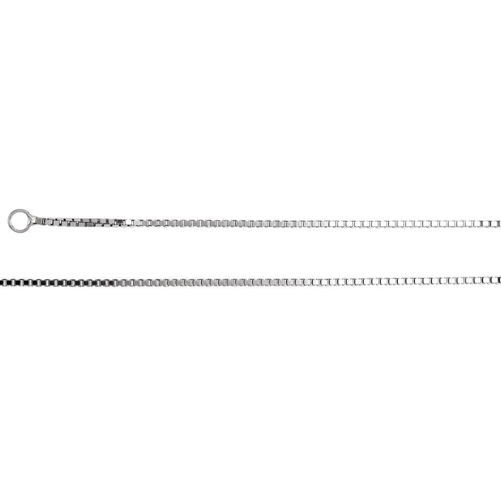 14k White Gold 1mm Solid Box 7" Chain