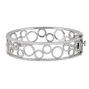 14k White Gold 6 7/8 CTW Diamond Bangle Bracelet