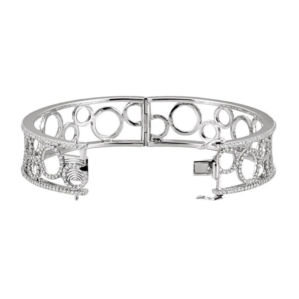 14k White Gold 6 7/8 CTW Diamond Bangle Bracelet