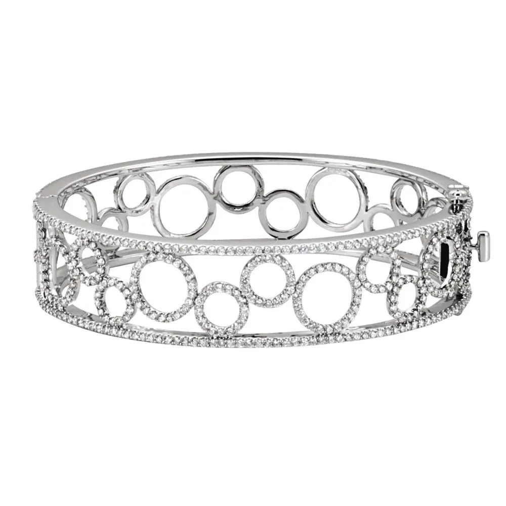 14k White Gold 6 7/8 CTW Diamond Bangle Bracelet