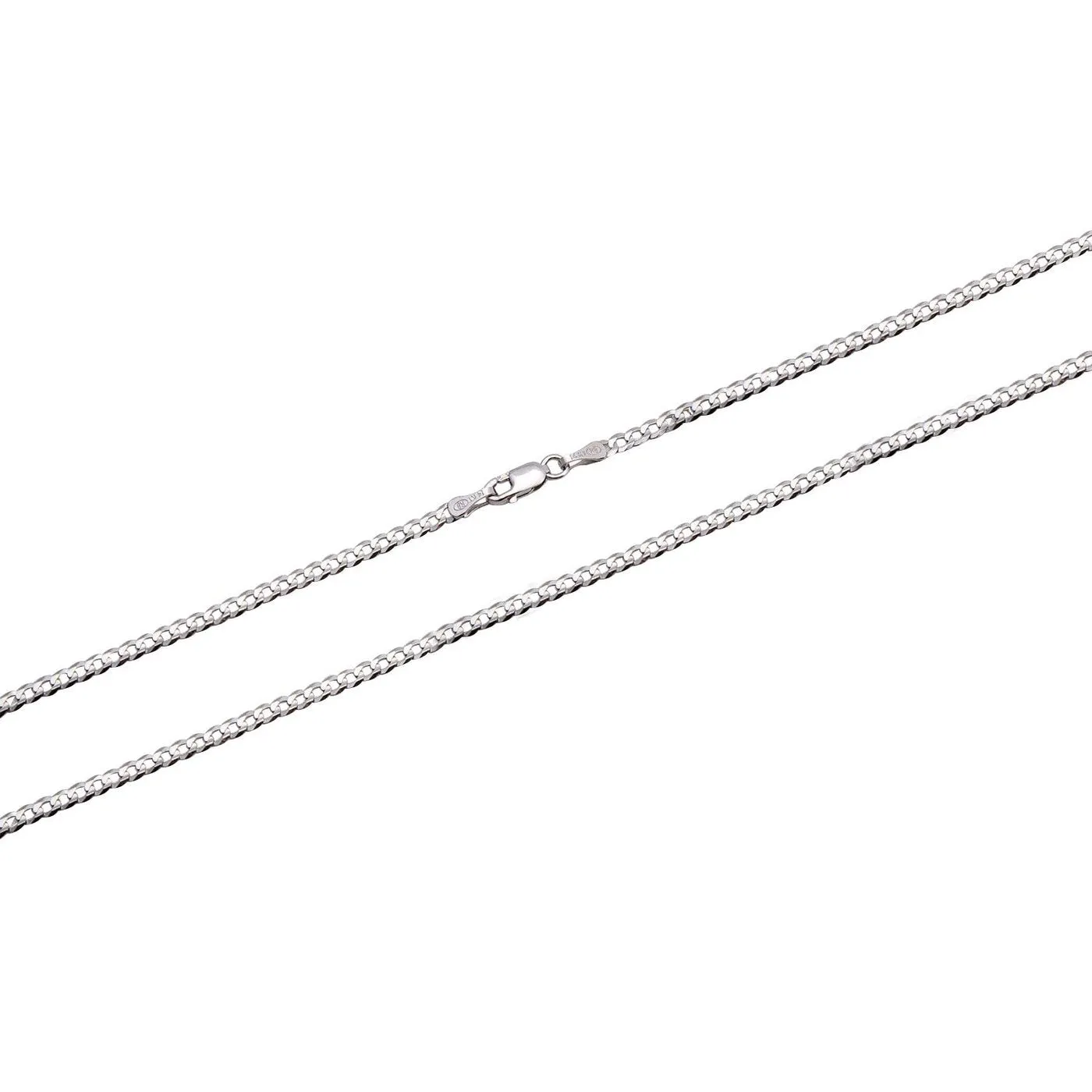 14K White Gold 7mm Diamond Cut Cuban Chain