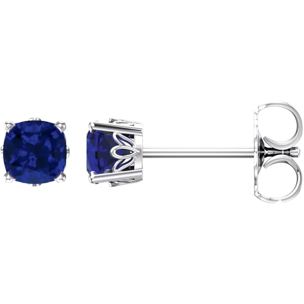 14k White Gold Chatham® Created Blue Sapphire Earrings