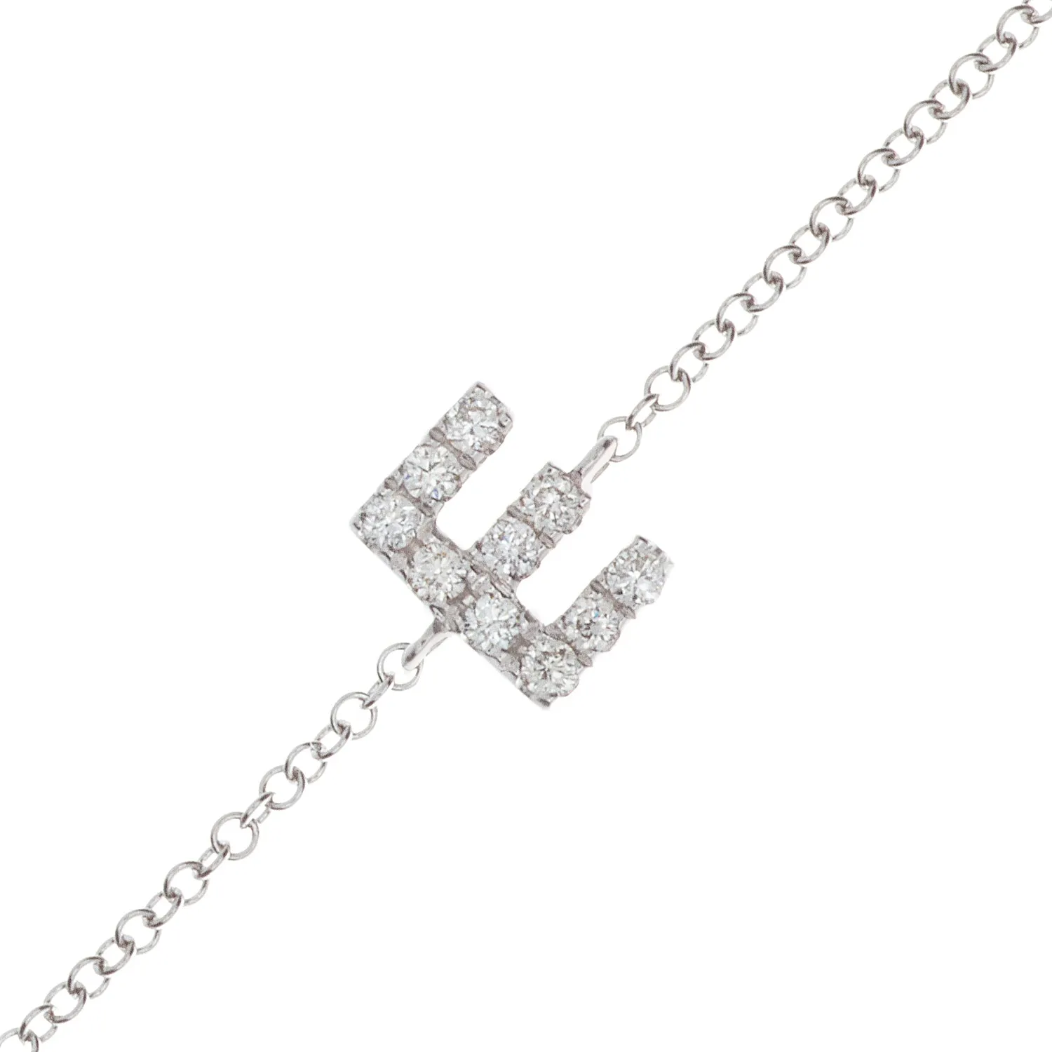 14k White Gold Diamond Initial Bracelet