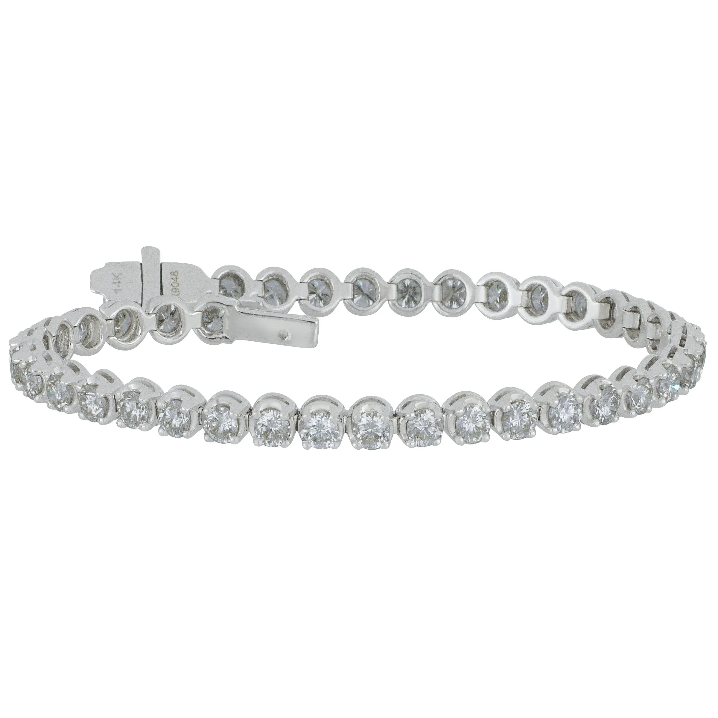 14k White Gold LINE 4-PRONG 40D=5.40TW GH/VS-SI BR 7" length