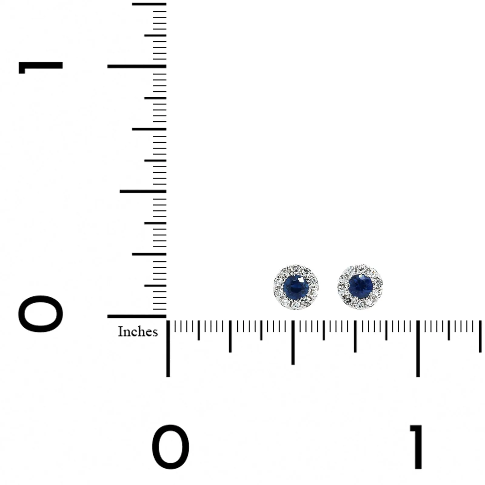 14K White Gold Round Sapphire and Diamond Halo Stud Earrings