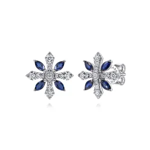 14K White Gold Sapphire and Diamond Earrings