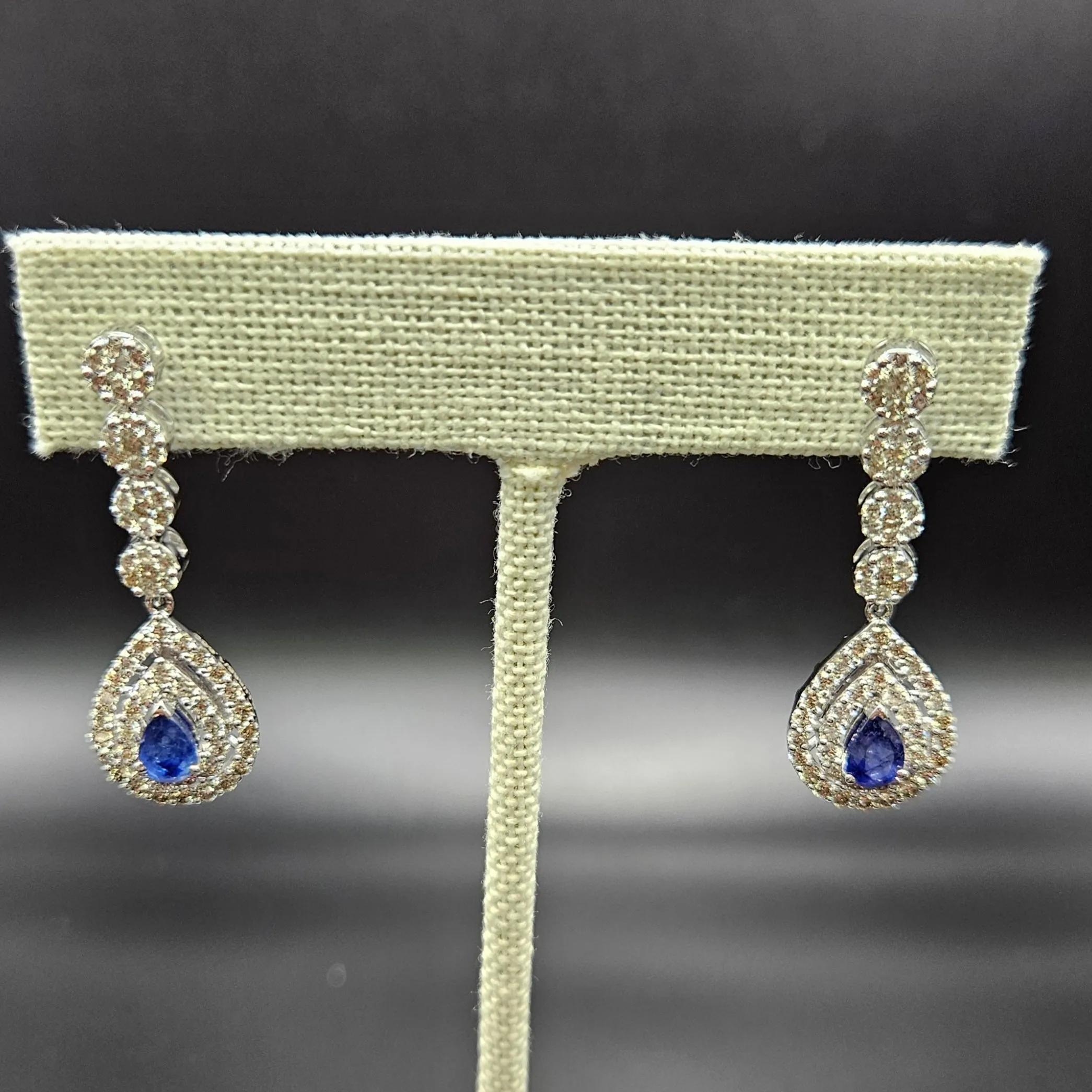 14k White Gold Sapphire and Diamond Earrings