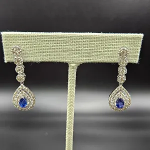 14k White Gold Sapphire and Diamond Earrings