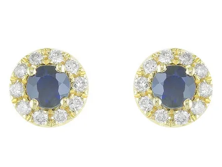 14K White Gold Sapphire and Diamonds Stud Earrings