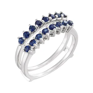 14k White Gold Sapphire Ring Guard, Size 7