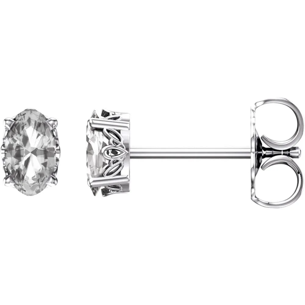 14k White Gold White Sapphire Earrings