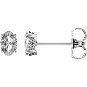 14k White Gold White Sapphire Earrings