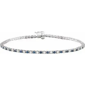 14K White Natural Blue Sapphire & 5/8 CTW Natural Diamond Line 7 1/4" Bracelet