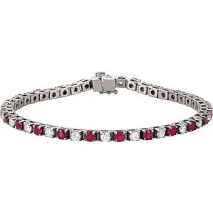 14K White Natural Ruby & 2 1/3 CTW Natural Diamond 7" Bracelet