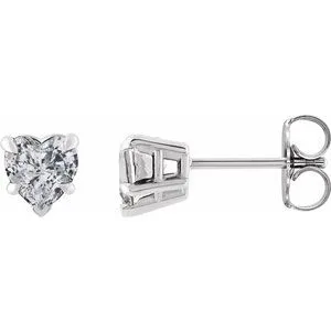 14K White Natural White Sapphire Stud Earrings