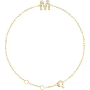 14K Yellow .07 CTW Diamond Initial M 6-7" Bracelet