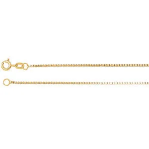 14K Yellow 1 mm Solid Box 7" Chain