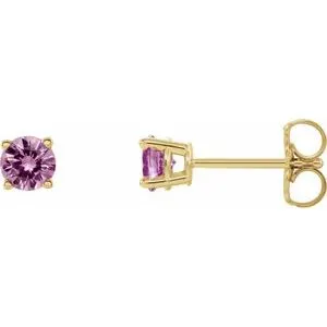 14K Yellow 2.5 mm Natural Pink Sapphire Stud Earrings
