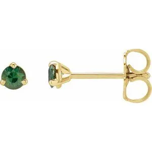 14K Yellow 3 mm Natural Green Sapphire Earrings