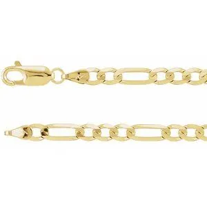 14K Yellow 4 mm Figaro 8" Chain