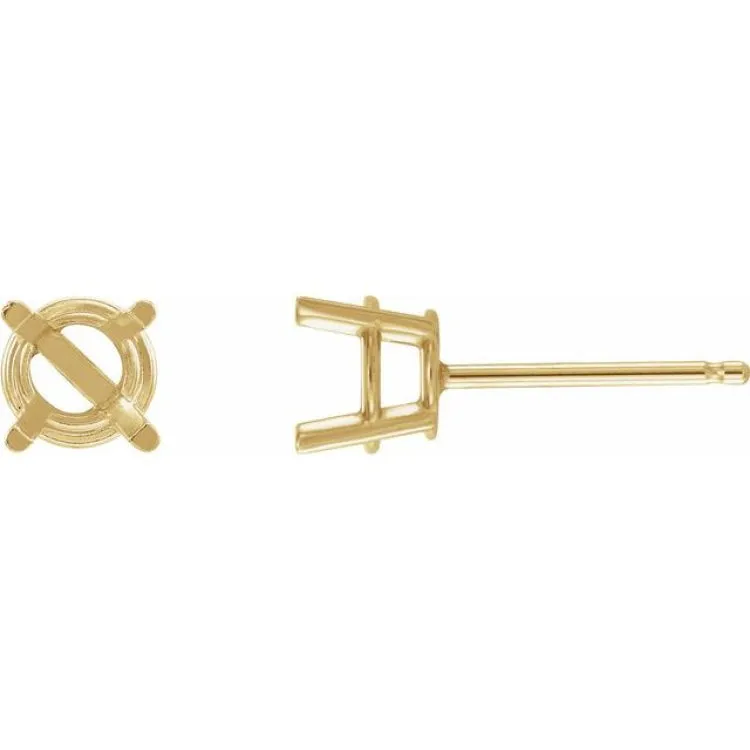 14K Yellow 4 mm Natural Blue Sapphire Stud Earrings