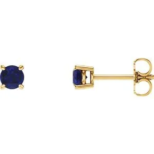 14K Yellow 5 mm Natural Blue Sapphire Stud Earrings