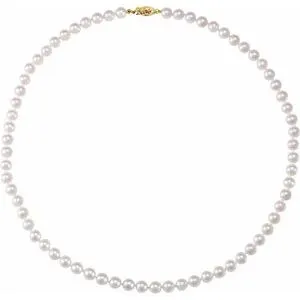 14K Yellow 6-6.5 mm Akoya Cultured Pearl 18" Strand