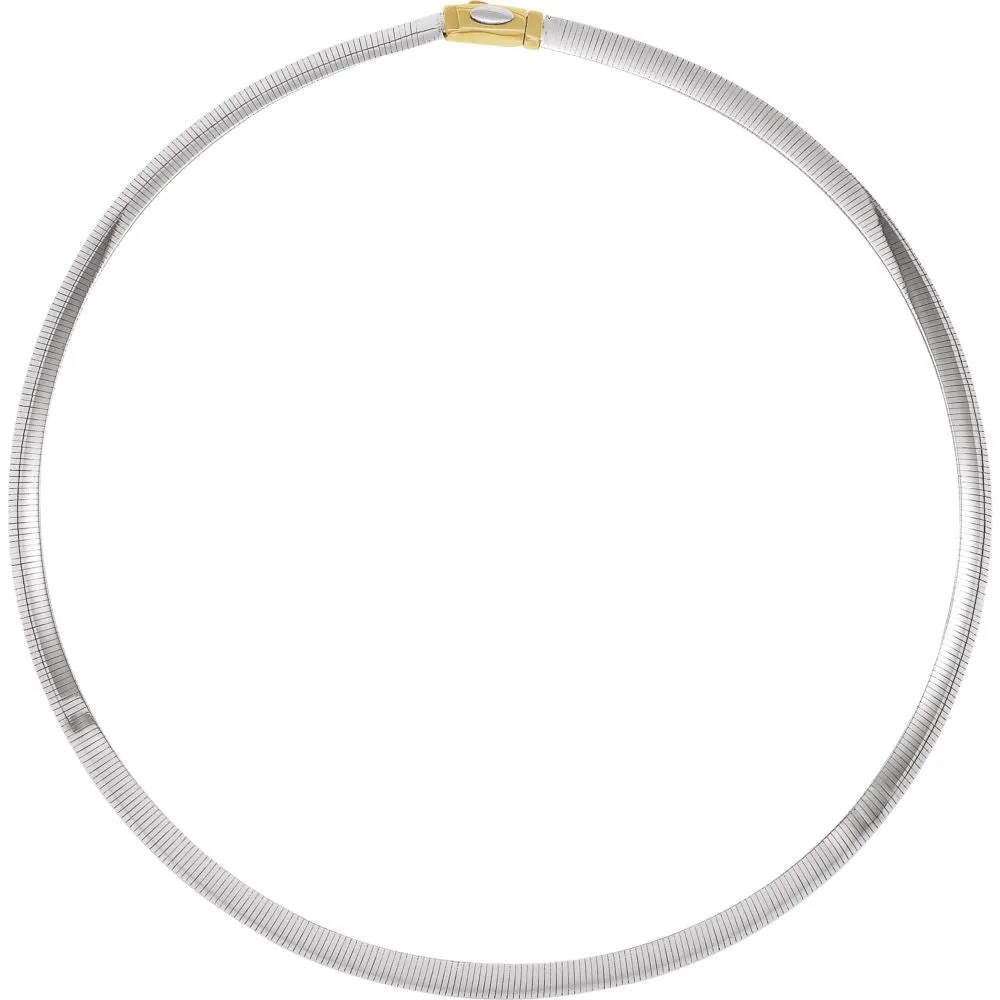 14K Yellow & White 6mm Two-Tone Reversible Omega 7" Chain