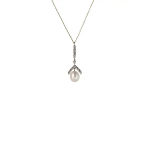 14k Yellow and White Gold Pearl and Diamond Necklace