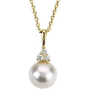 14K Yellow Freshwater Cultured Pearl & .06 CTW Diamond 18" Necklace
