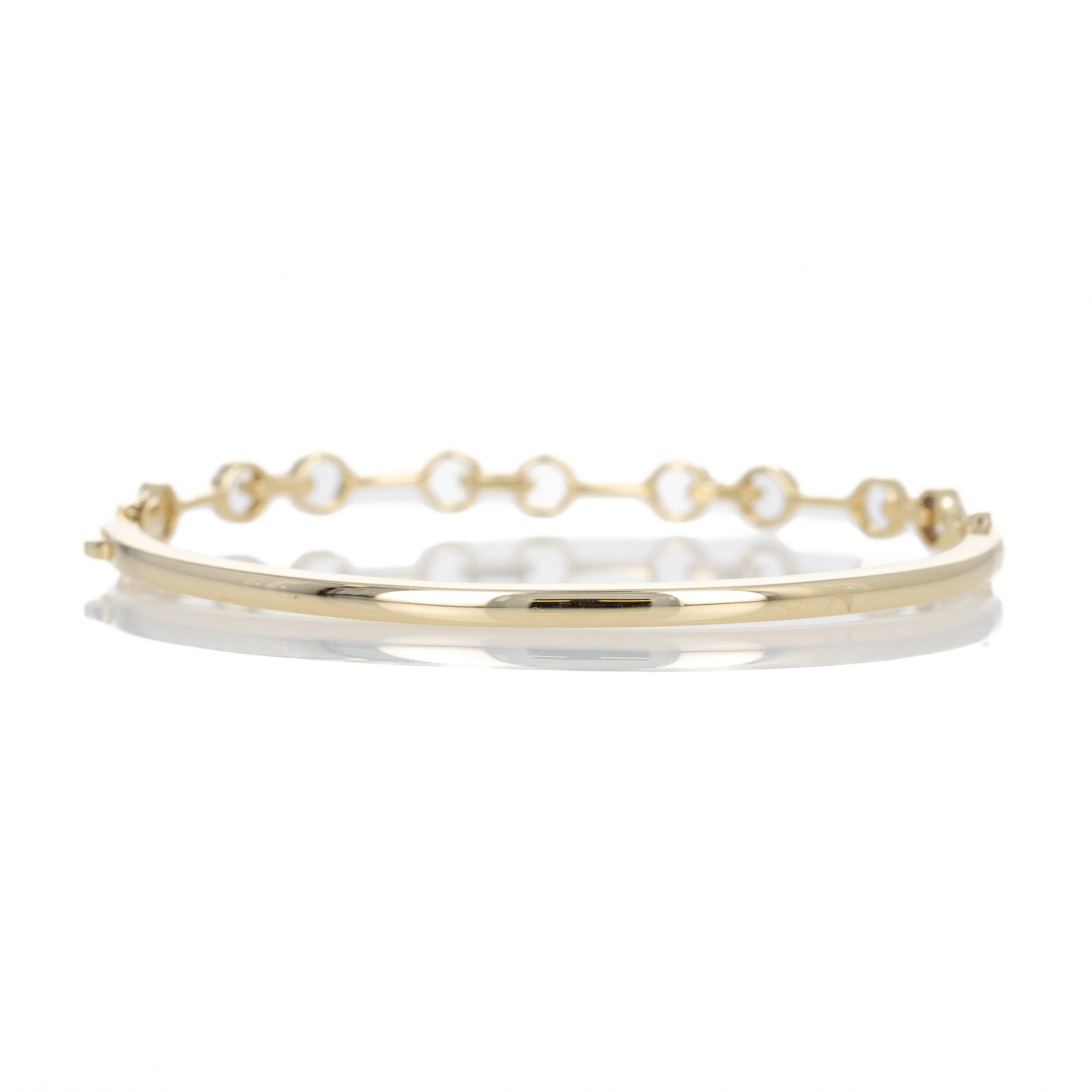 14K Yellow Gold 0.35 Carat Diamond Horsebit Bangle