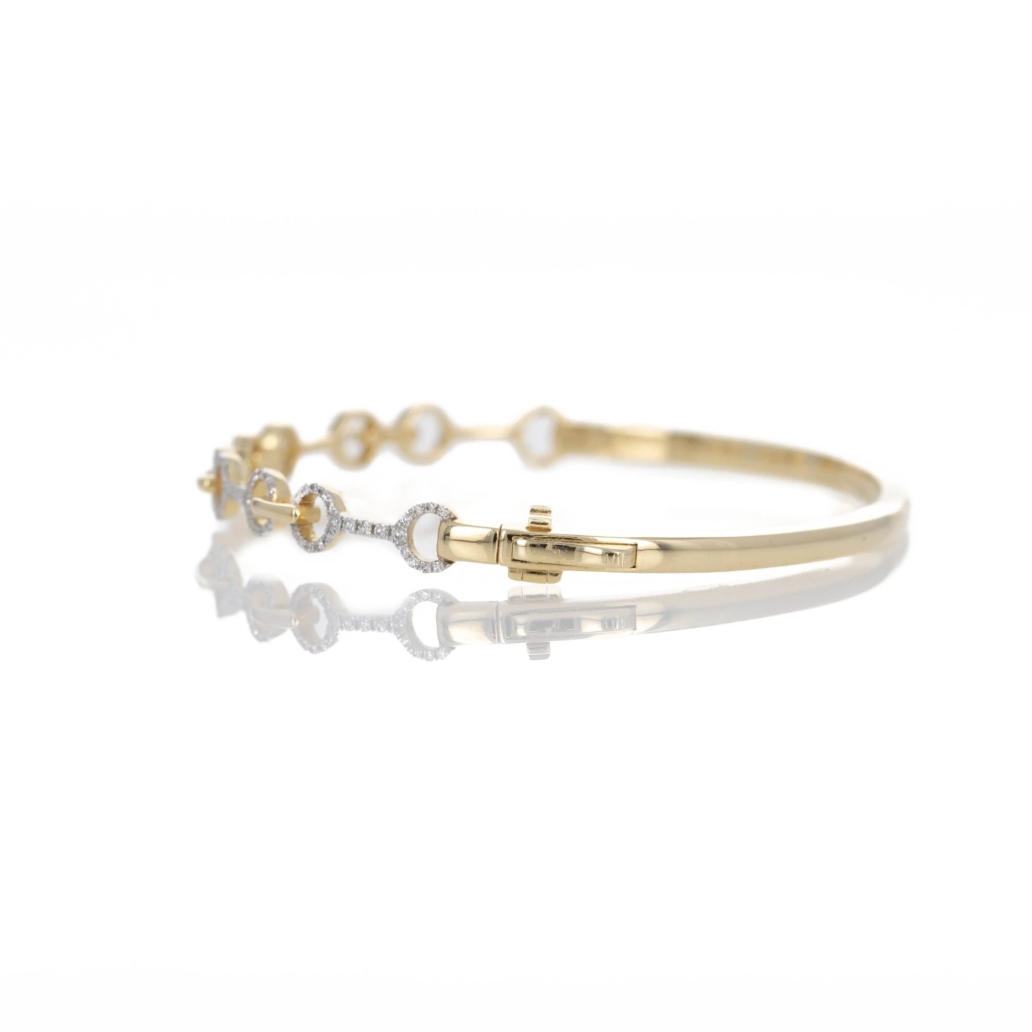 14K Yellow Gold 0.35 Carat Diamond Horsebit Bangle