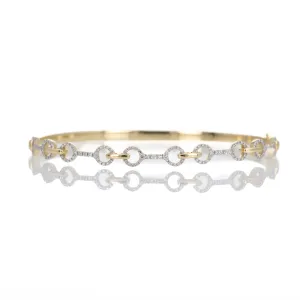 14K Yellow Gold 0.35 Carat Diamond Horsebit Bangle
