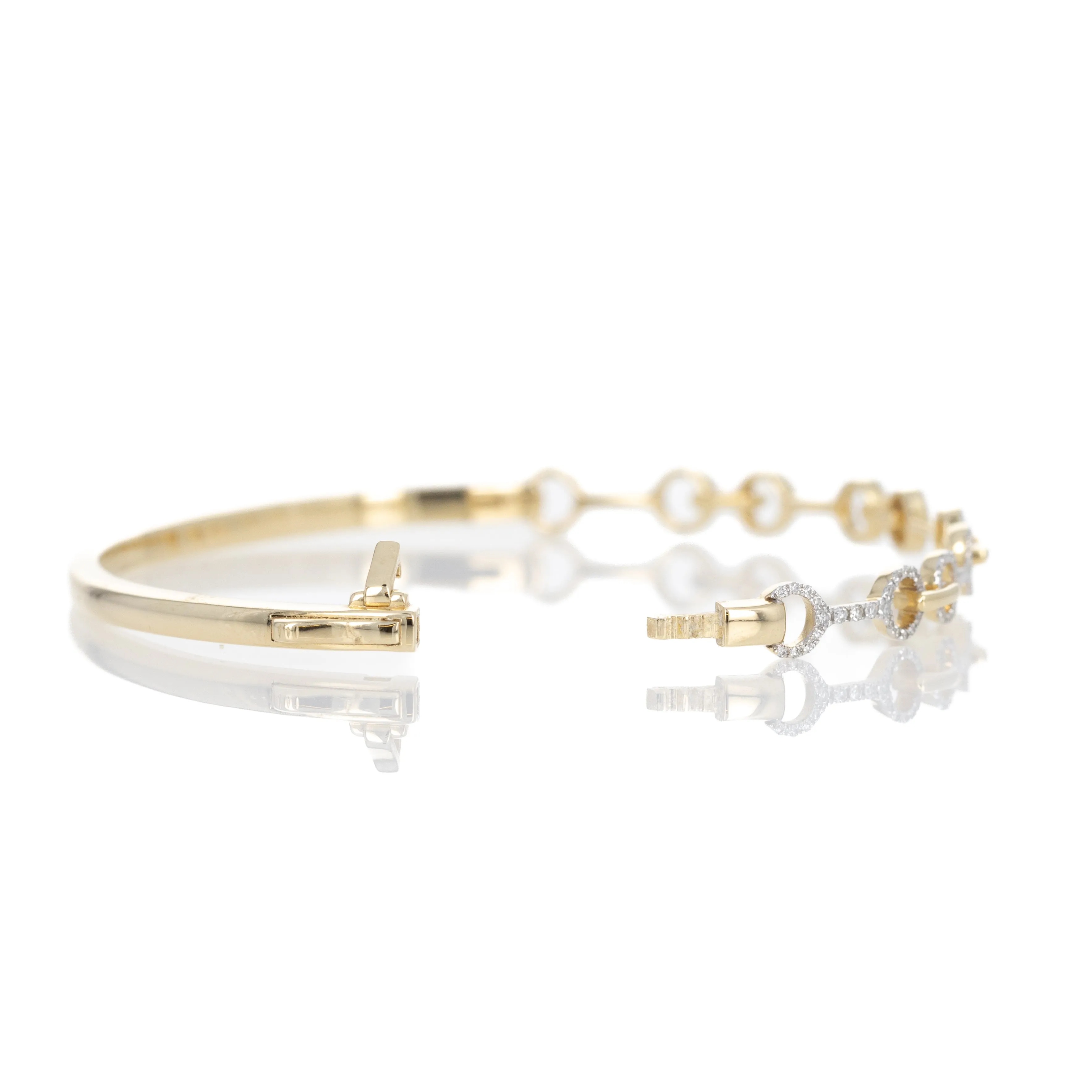 14K Yellow Gold 0.35 Carat Diamond Horsebit Bangle