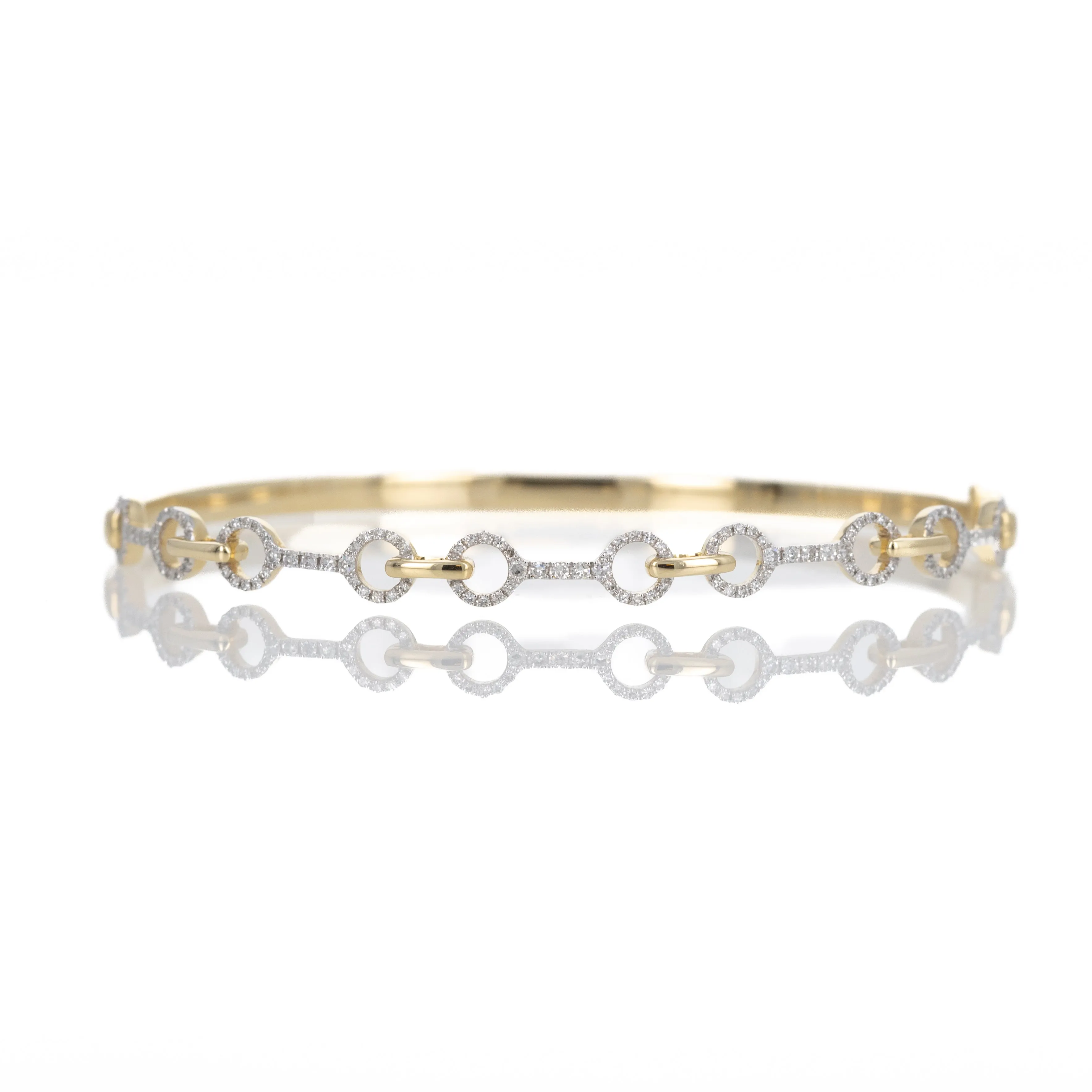 14K Yellow Gold 0.35 Carat Diamond Horsebit Bangle