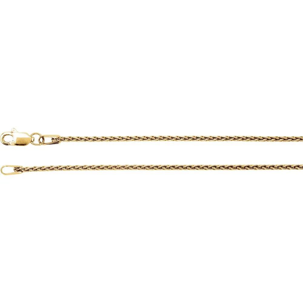 14k Yellow Gold 1.25mm Wheat 7" Chain