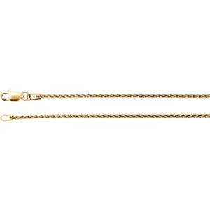 14k Yellow Gold 1.25mm Wheat 7" Chain