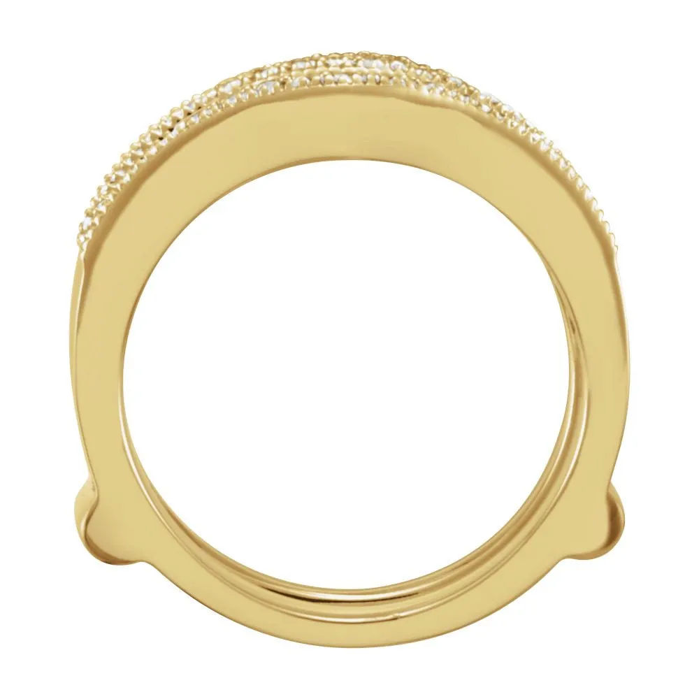 14k Yellow Gold 1/3 CTW Diamond Ring Guard, Size 7