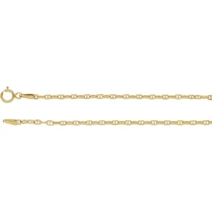 14k Yellow Gold 1.75mm Hollow Anchor 7" Chain