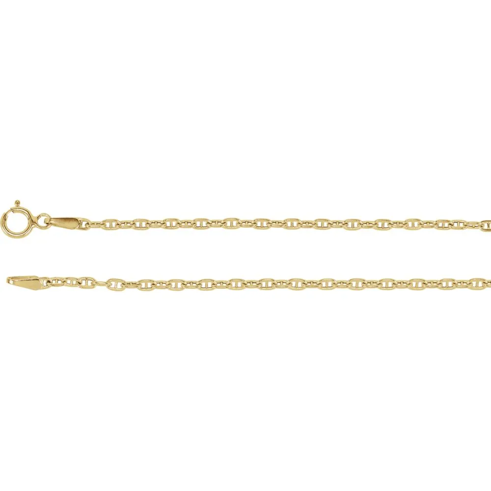 14k Yellow Gold 1.75mm Hollow Anchor 7" Chain