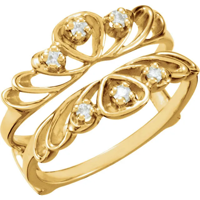14k Yellow Gold 1/8 CTW Diamond Ring Guard , Size 6
