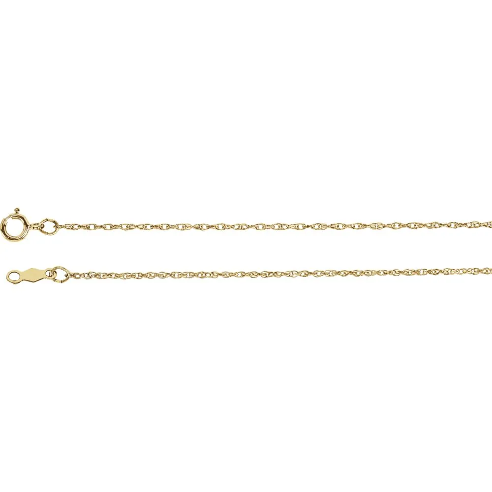 14k Yellow Gold 1mm Rope 7" Chain
