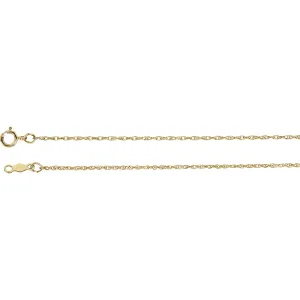 14k Yellow Gold 1mm Rope 7" Chain