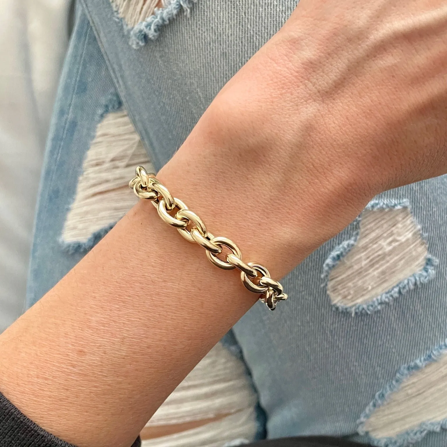 14K Yellow Gold Chunky Rolo Bracelet