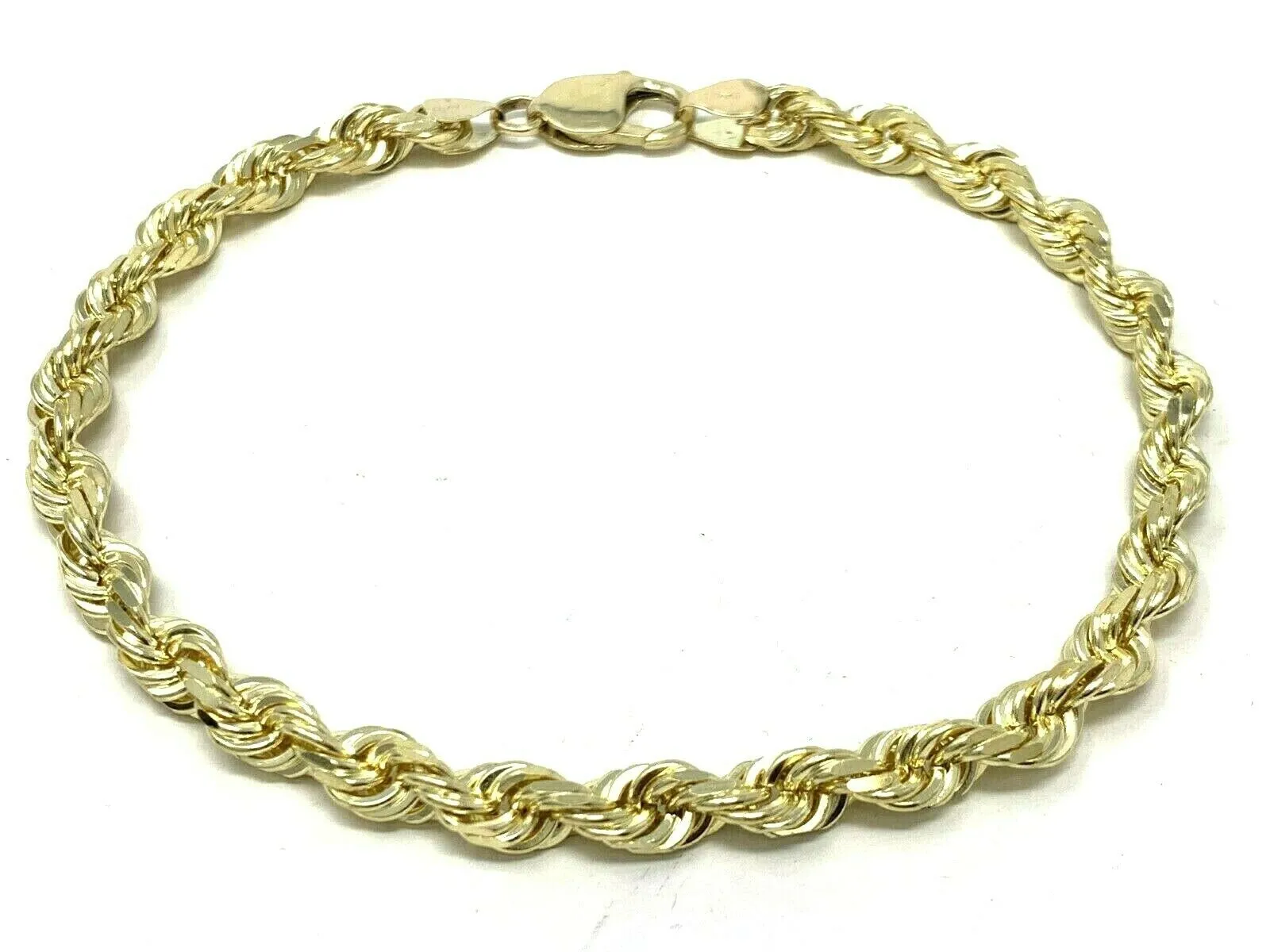14k Yellow Gold Diamond Cut Rope Chain Bracelet 11" 7mm 38.2 grams