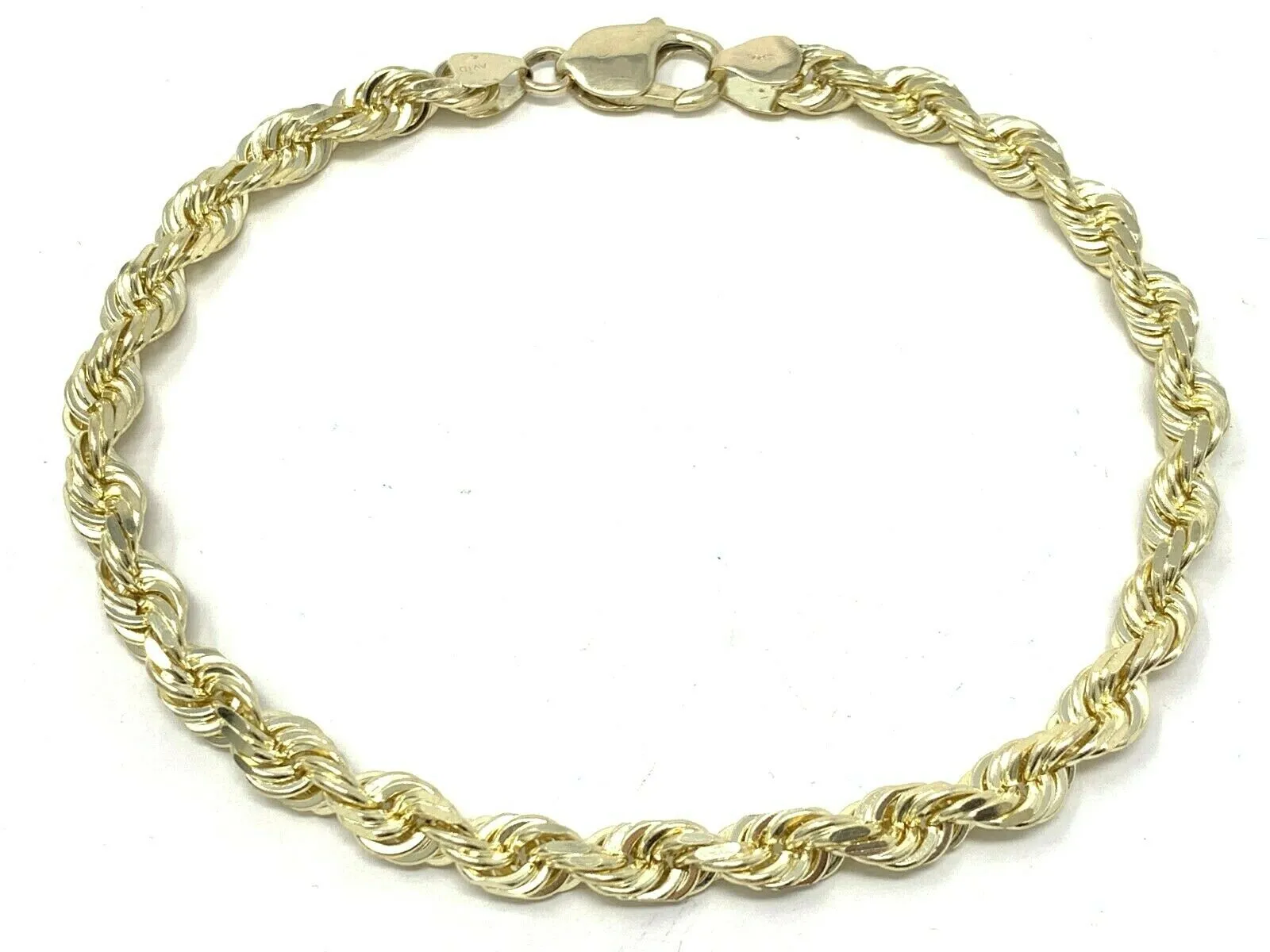 14k Yellow Gold Diamond Cut Rope Chain Bracelet 11" 7mm 38.2 grams