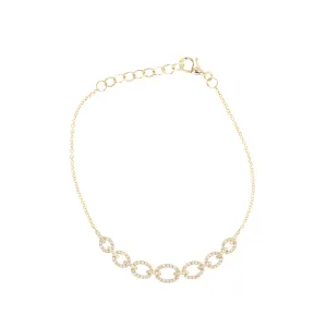 14K Yellow Gold Oval Link Pave 0.38 Carat Diamond Bracelet