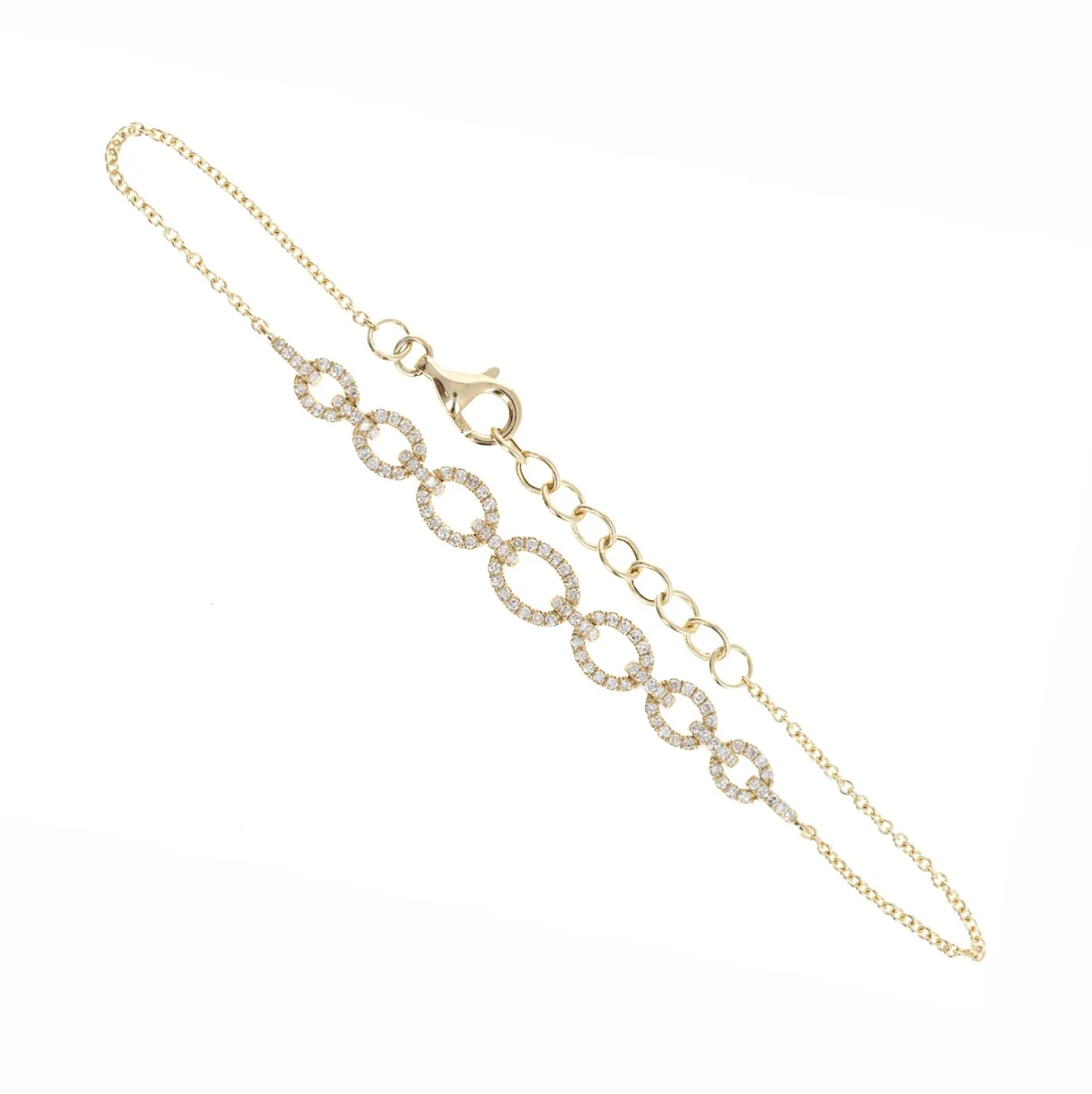14K Yellow Gold Oval Link Pave 0.38 Carat Diamond Bracelet